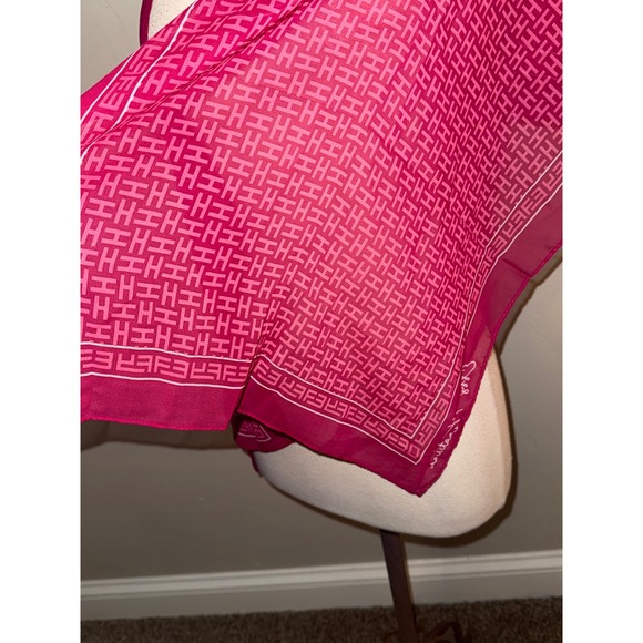Effy Hematian Silk Scarf Fuchsia H Monogram Designer Luxury Accessory - Picture 2 of 6